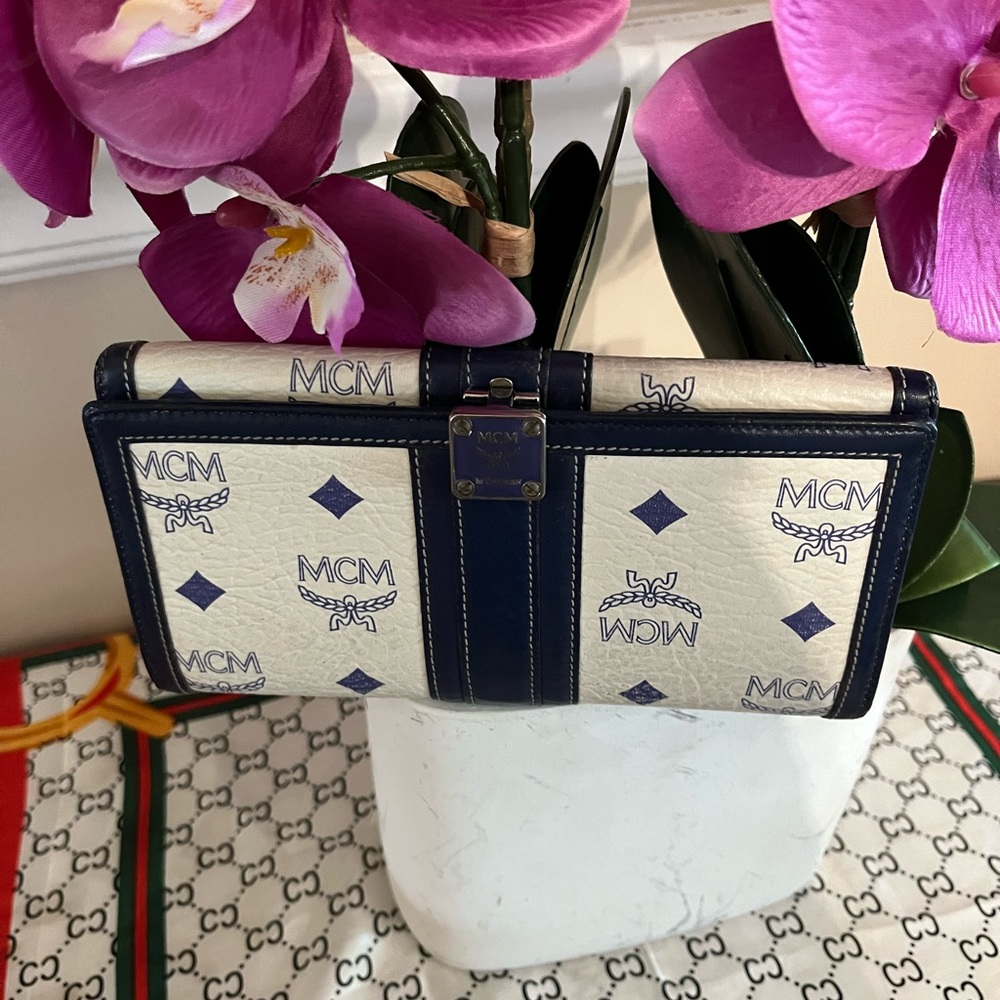 MCM Navy and Cream Wallet